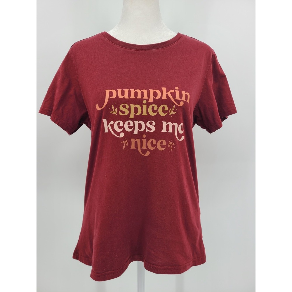Pact Pumpkin Spice Women Tee Shirt M Casual Everyday Normcore Fall 100% Cotton